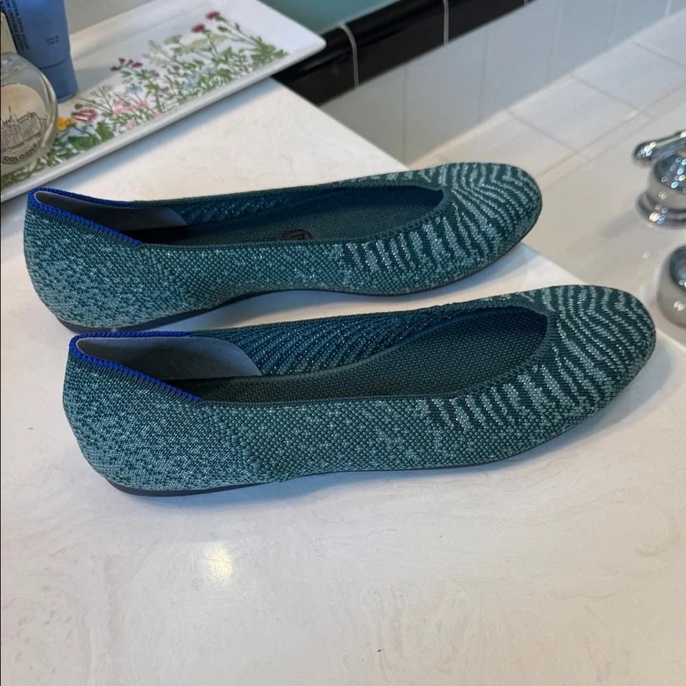 NEW Rothy's Mirage Metallic Square Toe Patterned Flats - Picture 4 of 7